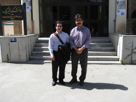 Me and Sohrab Rahvar outside the physics department of University of Sharif, May 13, 2008. (Photo: Forood Daneshbod.)