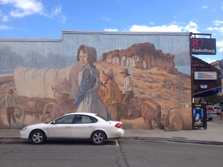 The logical endpoint of Manifest Destiny is...RadioShack? A mural in Vale, Oregon. Photo by Sarah Gilman.