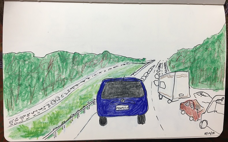 drawing of traffic jam on interstate