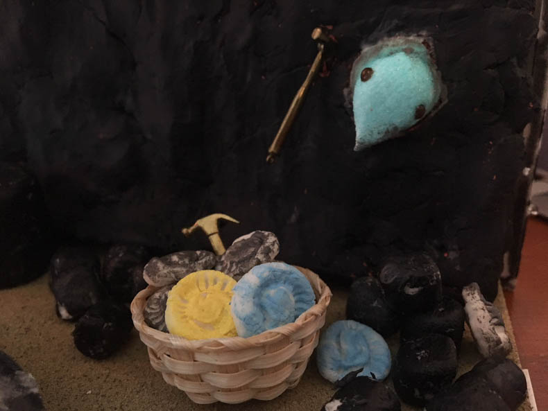 basket of marshallowmnites; peep head sticking out of cliff