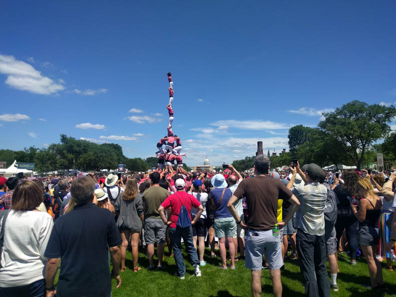 A human tower on the National Mall