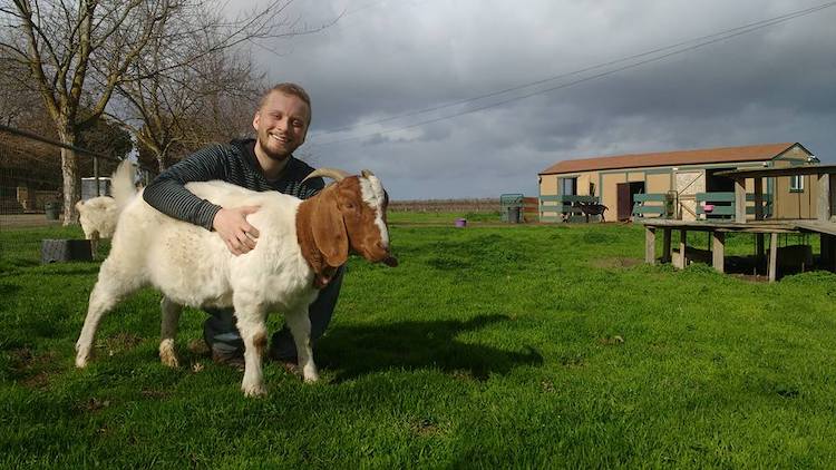 Jacy Reese with goat