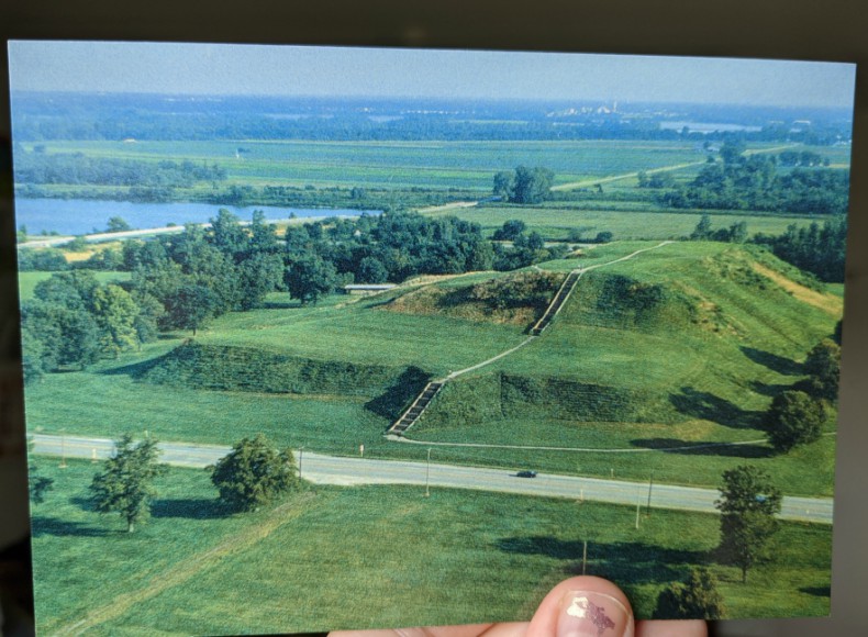 postcard of cahokia mounds