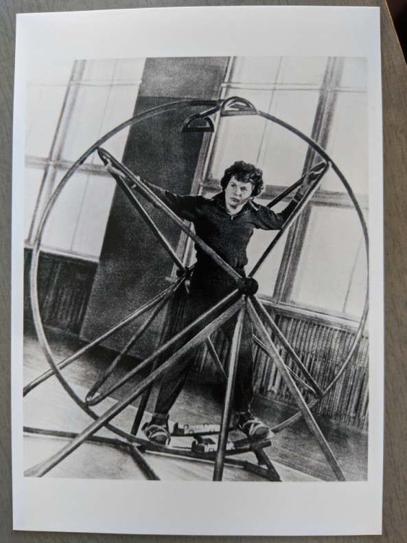 woman in contraption